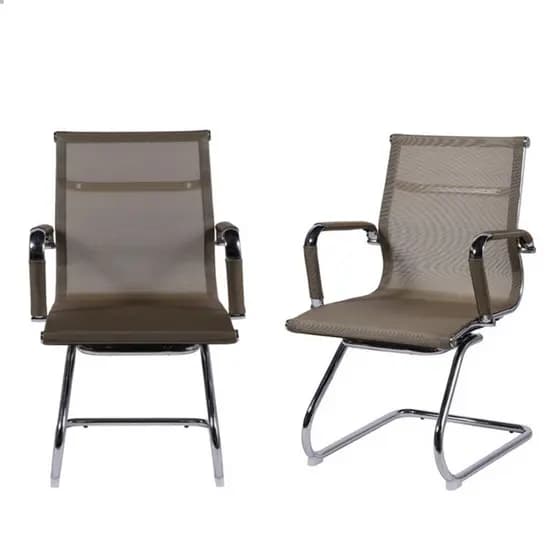Kit 2 Cadeiras De Escritório Ergonômica Eames Office Com Encosto Em Tela Base Fixa Cobre