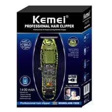 Máquina Cortar Cabelo KM-1928 Profissional USB Recarregável 1400mAh LED Portátil Para Barbear Salão Uso Doméstico Bivolt