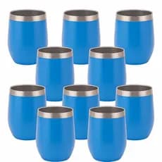 Kit 10 Copos Inox 70ml Coloridos Parede Dupla Portátil Térmico Café Bebidas Vinho Água Gelada - Cores Variadas