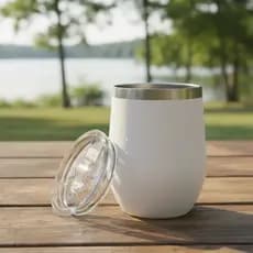 Copo Cuia Térmico 360ml Com Tampa Anti Vazamento Cor Branco