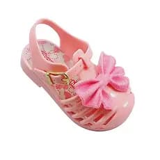 Sandalia infantil rosa para menina com laçinho