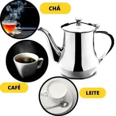 Bule Inox 400ml Brilho Para Servir Chá Café Leite Chocolate