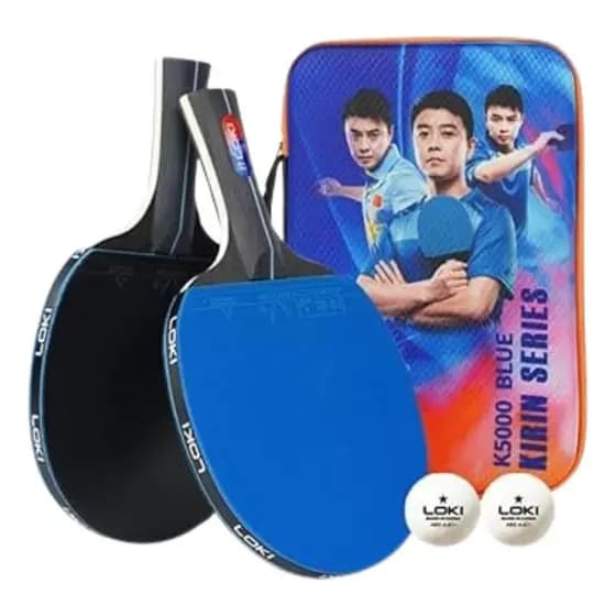 Raquete Profissional Loki K5000 Borracha Azul Ittf + Capa