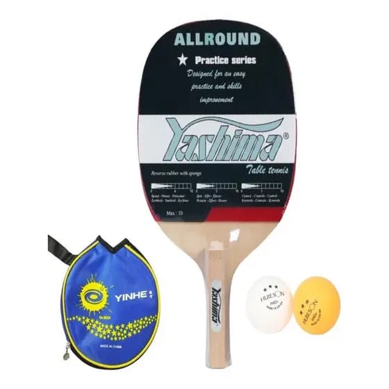 Kit Raquete Caneta Tenis Mesa Ping Pong Yashima + Capa + 2 Bolas