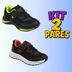 Kit 2 Pares tênis infantil menino masculino escolar jogging leve fácil confortável