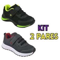Kit 2 Pares tênis Infantil masculino tenis infantil menino escolar jogging leve confortável