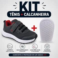 Kit Tênis Infantil Menino e Calcanheira ortopédica Impacto Tênis infantil masculino confortável