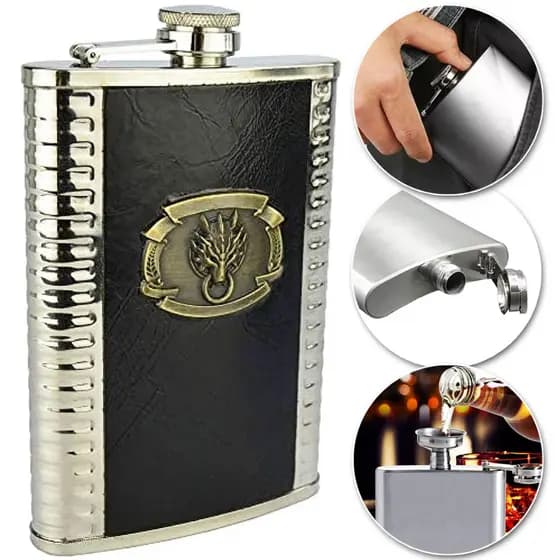 Cantil Inox Frasco Garrafa Whisky Bolso Bar Portátil 255ml