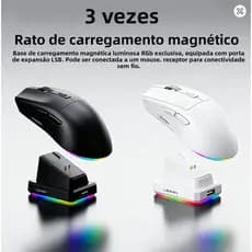 Mouse sem fio de modo duplo | Doca de carregamento magnética | Retroiluminado RGB | DPI x3