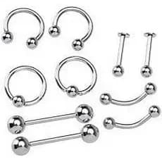 Kit 20 Piercing Transversal Orelha Lingua Mamilo Septo Clitóris Sobrancelha - Modelos Sortido Varias