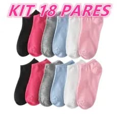 Kit 18/12/6/3 Pares Meias Unissex Cano Curto / Soquete Invisivel Algodão Varias Cores 003