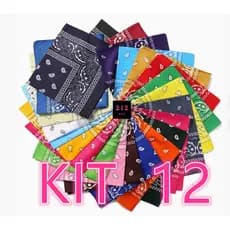 Kit 12 Bandanas Lenço Estampada Colorido 55*55cm 212BIJU ( OPCAO SORTIDO NAO PODE ESCOLHE CORES )