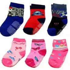 Kit 9 Pares Meias Infantil Bebe Rescen Nascido Anti-derrapante Com Silicone Cano Medio
