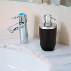 Porta Sabonete Líquido Dispenser de sabonete Elegante Preto e Prata Fosco 500 ML