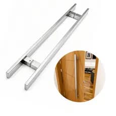 Puxador Inox 304 Barra chata 80 Cm Para Portas de Vidro, Madeira, Alumínio e Pivotante (par)