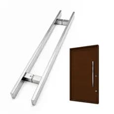 Puxador 60cm duplo em aço Inox 304 Polido para Porta de Madeira, Aluminio Vidro e Pivotante