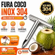 Abridor Furador De Coco Em Aço Inox 304 Profissional Premium Resistente Não Descasca