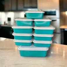 Kit 10 Potes Retangulares P/ Marmita Alimento Cozinha Freezer Microondas Herméticos