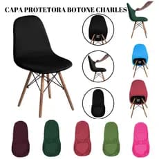 Kit Capa De Cadeira 10 Peças Charles Eiffel Eames Botone Luxo Elegância