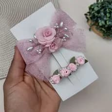 hair clips luxo infantil laço tule/Presilhas luxo Aline