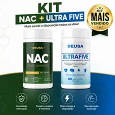 Kit Deusa Magnésio 5Mag + NAC Antioxidante - 60 Cápsulas por Pote - ENERGIA, IMUNIDADE E PROTEÇÃO CELULAR