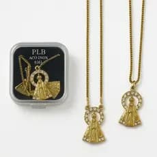 Escapulário religioso católico Nossa Senhora Aparecida em aço Inox Dourado Resplendor  - SKU-106