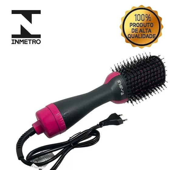 Escova Secadora Alisadora Elétrica Quente - 3 em 1 seca, alisa e modela os cabelo -  SKU-134