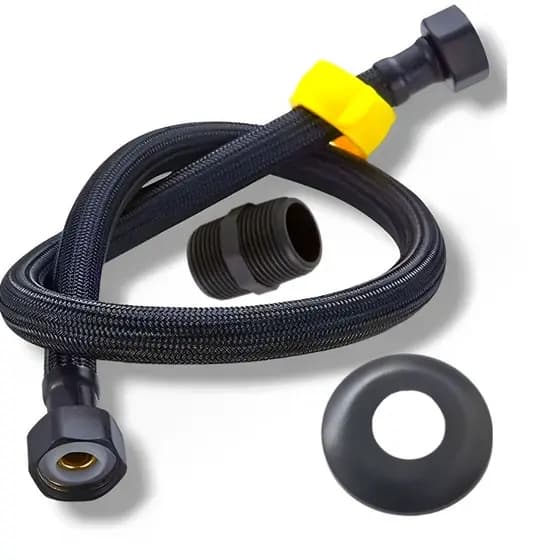 Engate Flexível Rabicho Fêmea X Fêmea Preto De 60cm 1/2