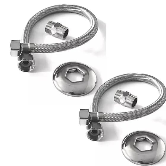 2 Engates Flexível Kit Rabicho Mangueira 40cm Quente Fria