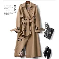 Médio Longo Cáqui trench coat Mulheres Outono Inverno Manga Comprida double breasted windbreaker Casacos Casuais