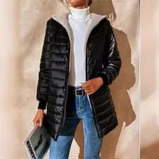 Mulheres Jaqueta Acolchoada Outono Inverno Quente Com Capuz Forro Fofo Espessamento Parkas Feminino Casual Médio Longo O