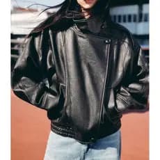 Mulheres Soltas Jaqueta De Couro Oversized Outono Inverno Manga Longa Casaco Curto Feminino Casual Outwear