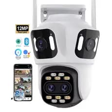Câmera IP PTZ 9MP 3 Lentes 4K WiFi ICSEE | Rastreamento Automático + Visão Noturna Full Color HD