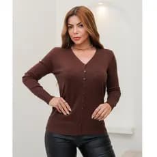 Blusa Feminina de Tricot Manga Longa com Botões Cardigan Leve Inverno 3RD SD2071