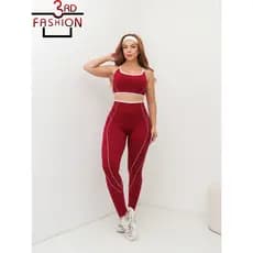 Conjunto Fitness Feminino Canelado Premium com Bojo Legging Esportivo Academia 3RD SD1977