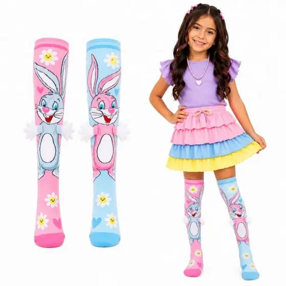 Meia 3D Divertida Infantil | Meia Maluca Cano Alto Menino e Menina Coloridas Personagens Confortáveis