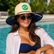 Chapéu de Palha Praia Surf Estampa do Brasil Unissex | Masculino | Feminino