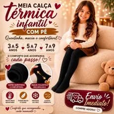 Meia Calça Infantil Térmica Peluciada Inverno Grossa Quentinha Confortável