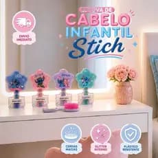 Escova de Cabelo Infantil Stitch com Glitter | Cerdas Macias Desembaraçante | Todos os Cabelos