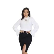 Blusa Moda Evangelica Manga Longa Elegante Linda Sku:bml13