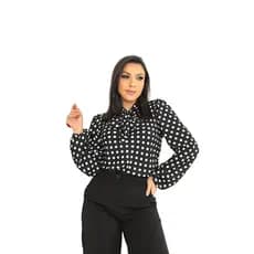 Blusa Feminina Manga Longa Poa Moda Evangelica Sku:bml18