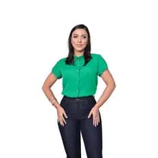 Camisa Manga Curta Social Blogueira Elegante Linda Sku:b105