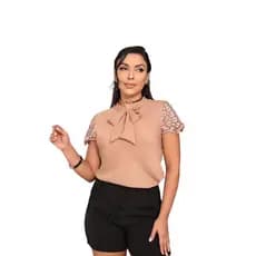 Blusa Manga Curta Elegante Laco Moda Boutique Sku:b106