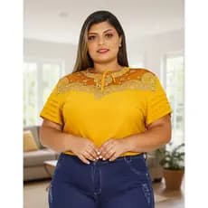 Camisa Feminina Manga Curta Plus Size Em Crepe Sku:bp12