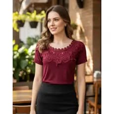 Blusa Viscolycra Manga Curta Moda Evangelica Barata Sku:bv13