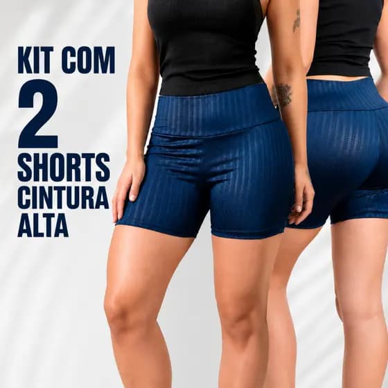 Kit 2 Shorts Fitness Academia Feminino Cintura Alta Zero Transparência