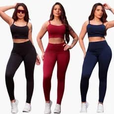 Conjunto Academia Feminino Calça Cintura Alta e Top com Bojo