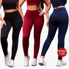 Kit 3 Calças Legging Feminina Cintura Alta Academia Fitness Suplex