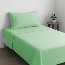 Kit Lençol Solteiro 3 Peças Verde – Micropercal 400 Fios, Toque Suave e Confortável