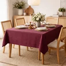 Toalha de Mesa 4 Lugares Linho Rústico Bordô 1,40x1,40 Elegante